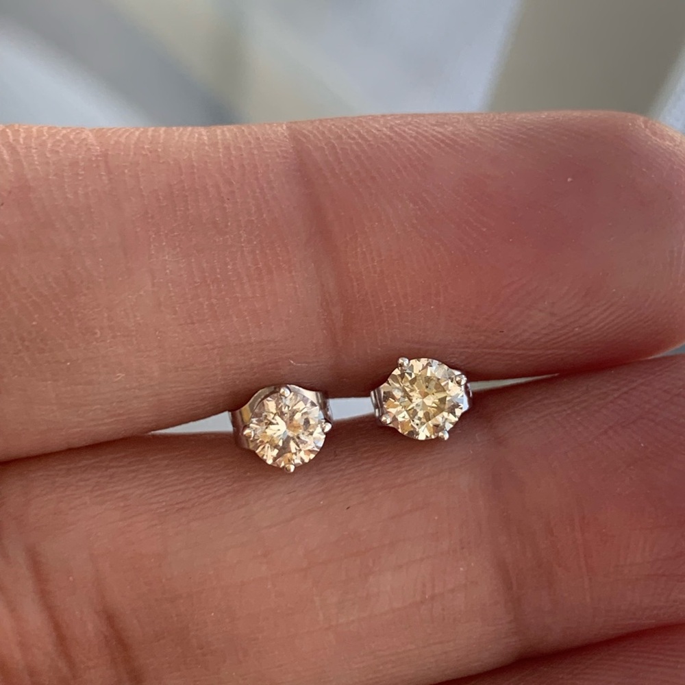 14k Gold Diamond Solitaire Studs - 0.35 cttw